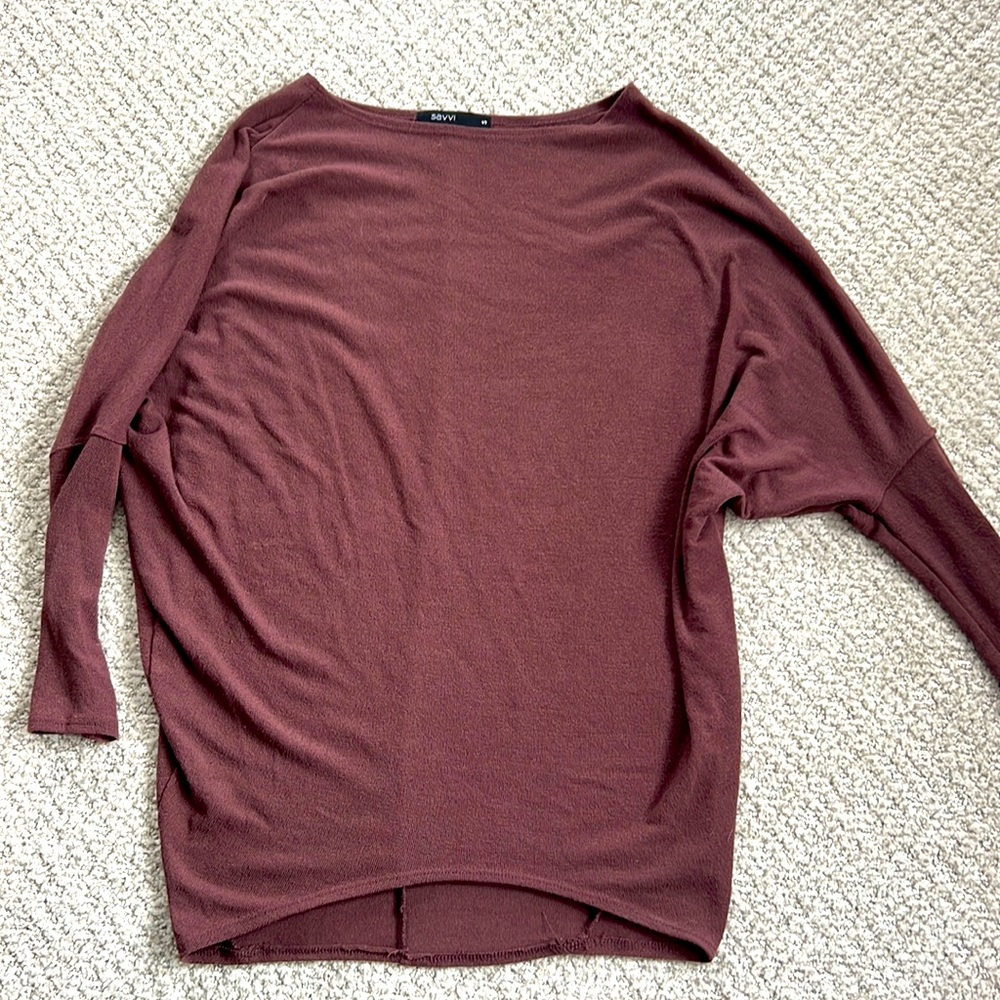 Dolman top dark rose size Small